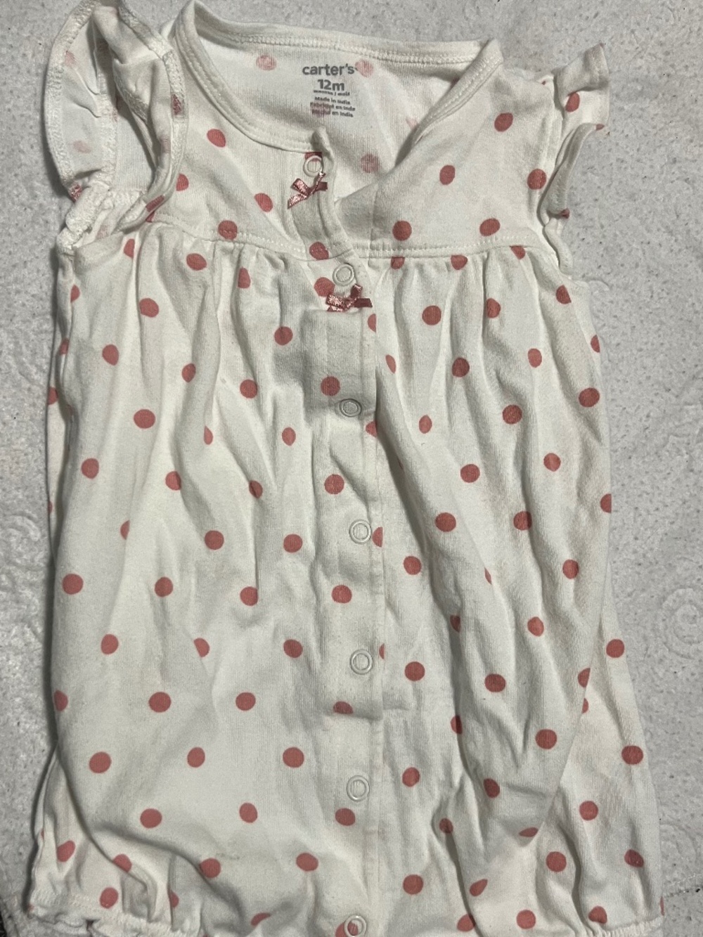 2 piece 6-12M baby girl Carters Romper set.Pink and polka dots NWOT.